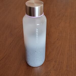 Starbucks 2021 Lilac Silver Gray White Ombre Glass Water Bottle 20oz with lid